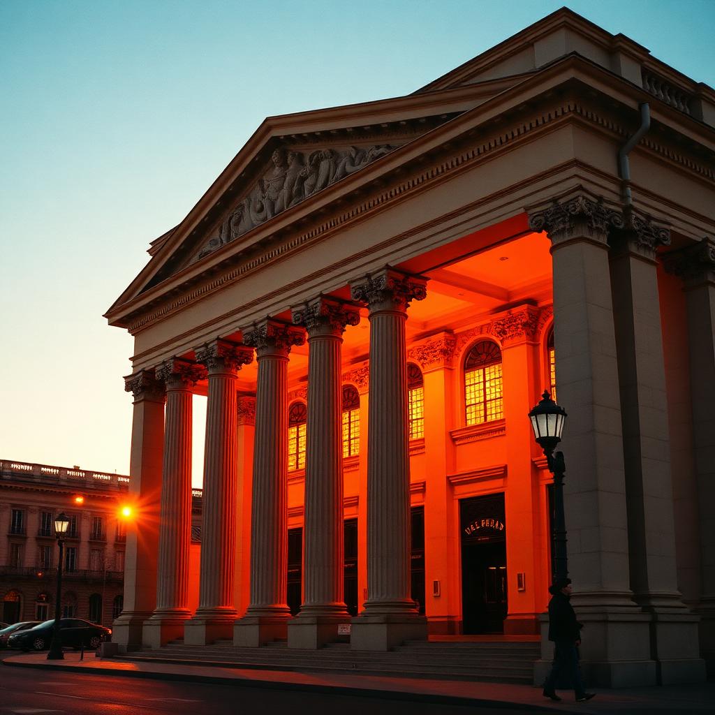 Palais Brongniart à Paris au coucher du soleil