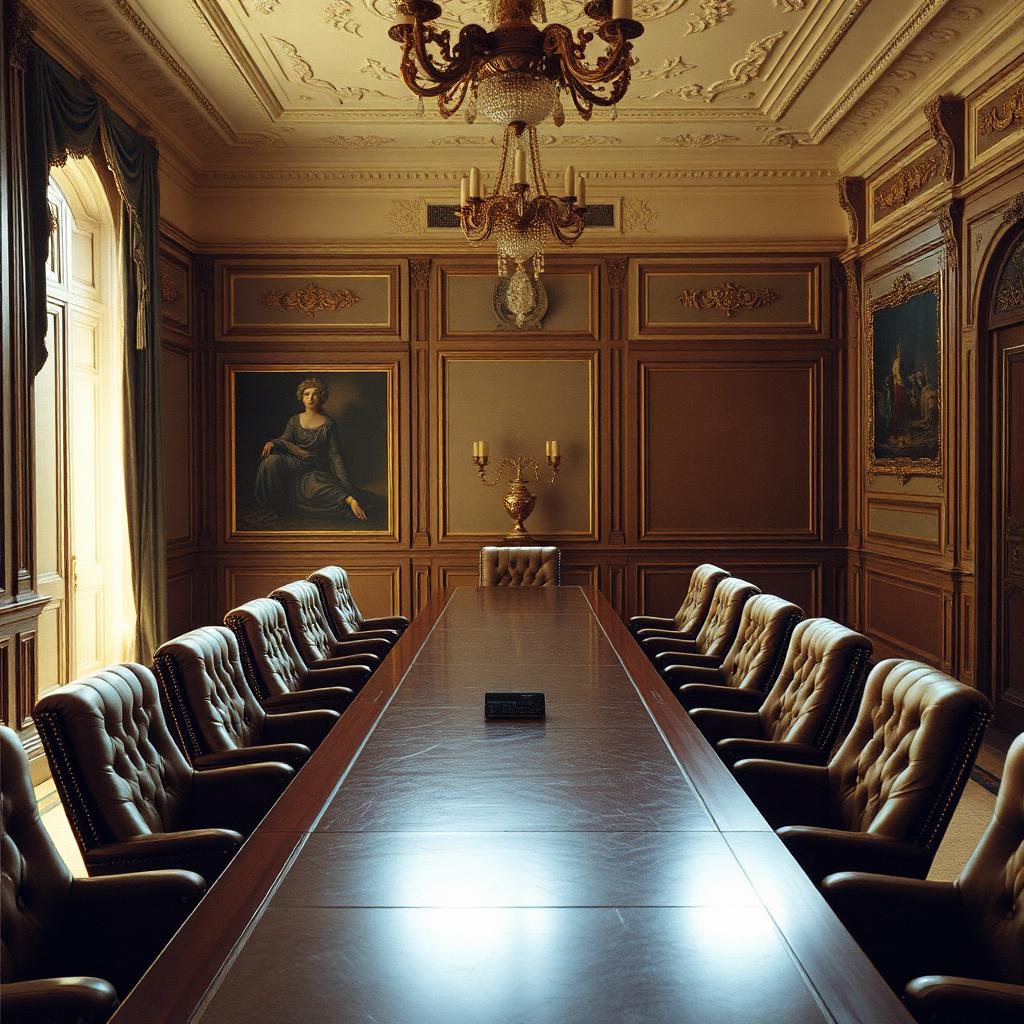Salle de réunion feutrée d'un cabinet ministériel